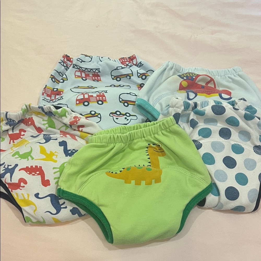 Colorful Dinosaur and Vehicle Print Kids Training Pants